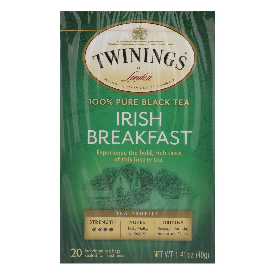 Twinings Tea Breakfast Tea - Irish - Case Of 6 - 20 Bags - Maras Green