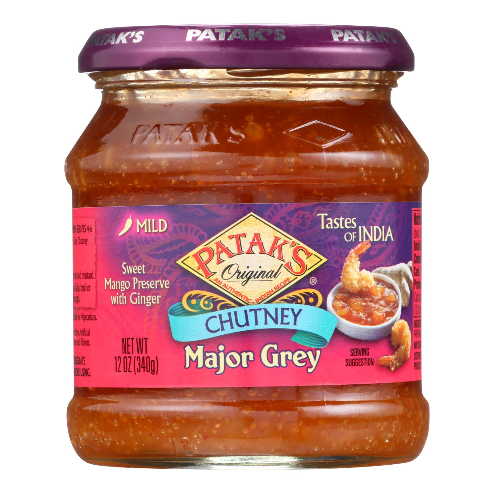 Pataks Chutney - Major Grey - Mild - 12 Oz - Case Of 6 - Maras Green