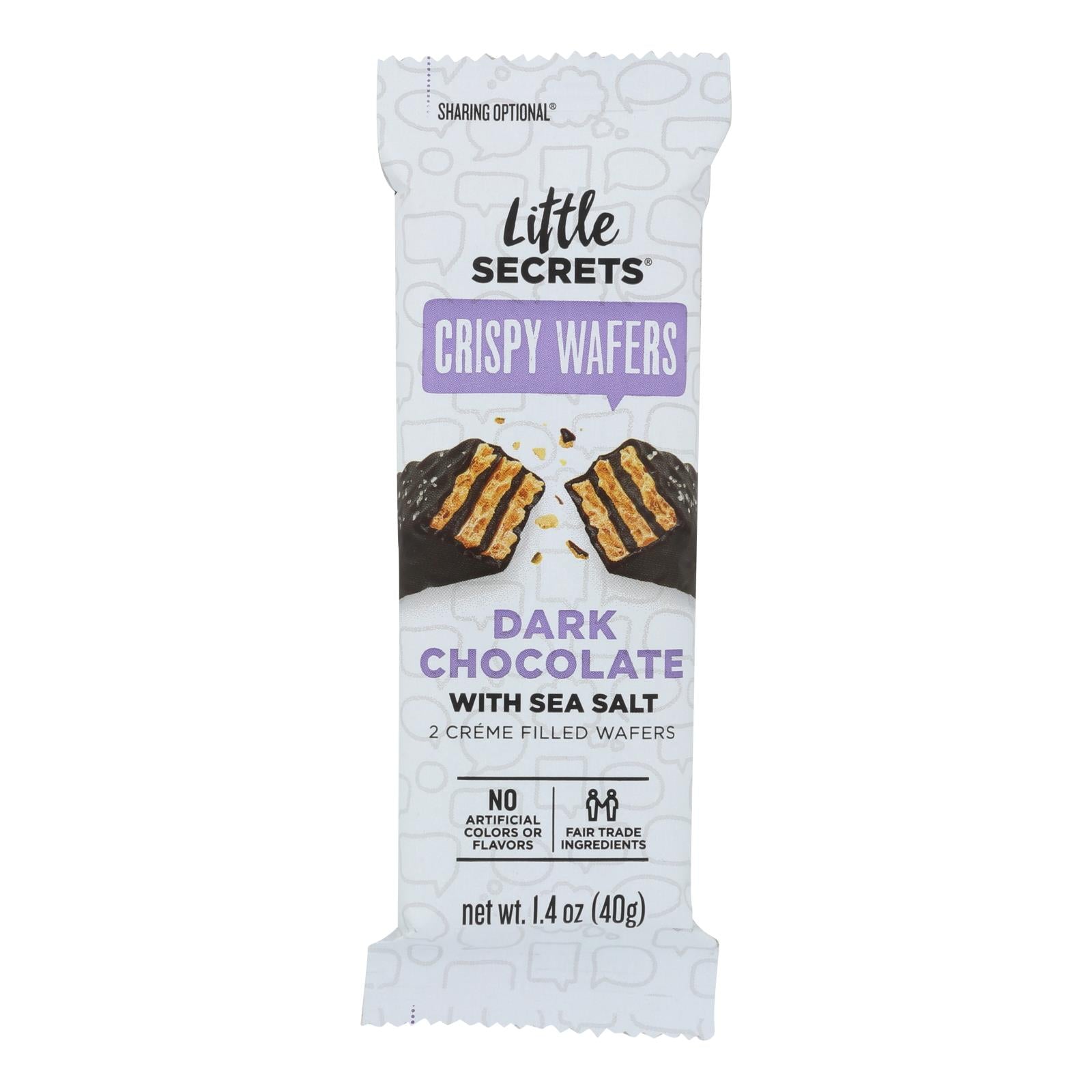 Little Secrets Crispy Wafer - Dark Chocolate With Sea Salt - Case Of 12 - 1.4 Oz. - Maras Green