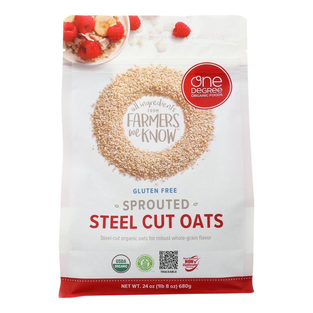 One Degree Organic Foods Organic Steel Cut Oats - Sprouted - Case Of 4 - 24 Oz - Maras Green