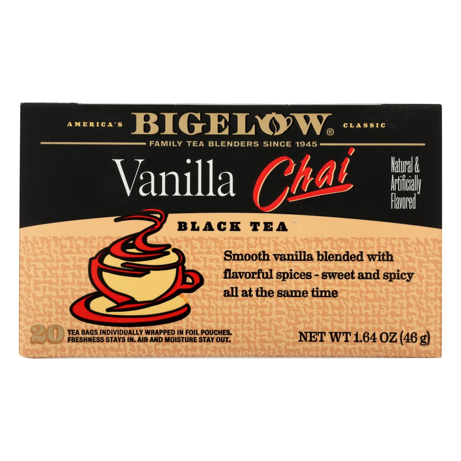 Bigelow Tea Tea - Chai Vanilla - Case Of 6 - 20 Bag - Maras Green