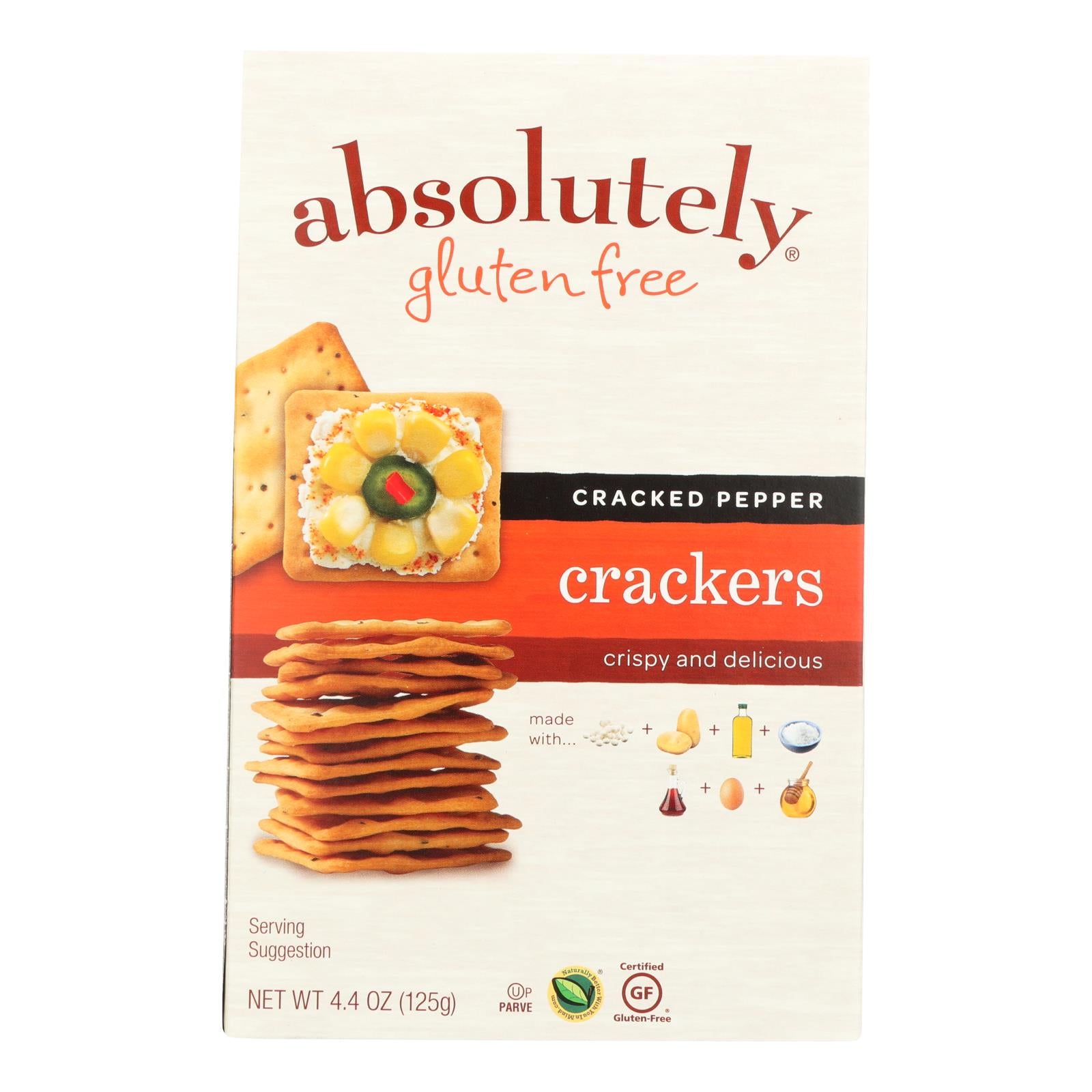 Absolutely Gluten Free - Crackers - Cracked Pepper - Case Of 12 - 4.4 Oz. - Maras Green