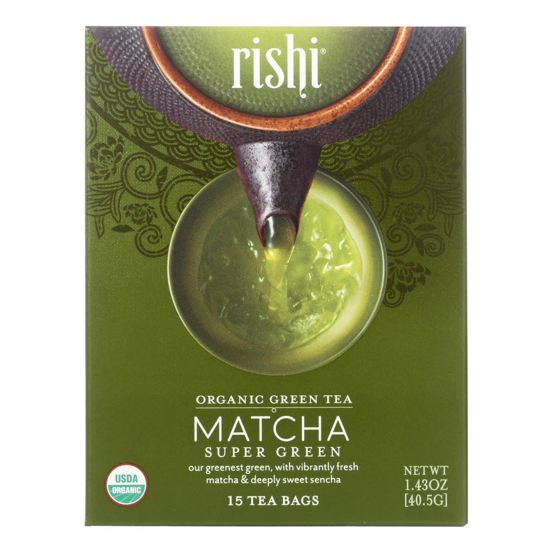 Rishi Green Tea Blend - Matcha Super - Case Of 6 - 15 Bags - Maras Green