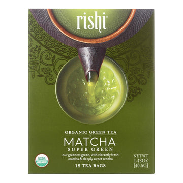 Rishi Green Tea Blend - Matcha Super - Case Of 6 - 15 Bags - Maras Green