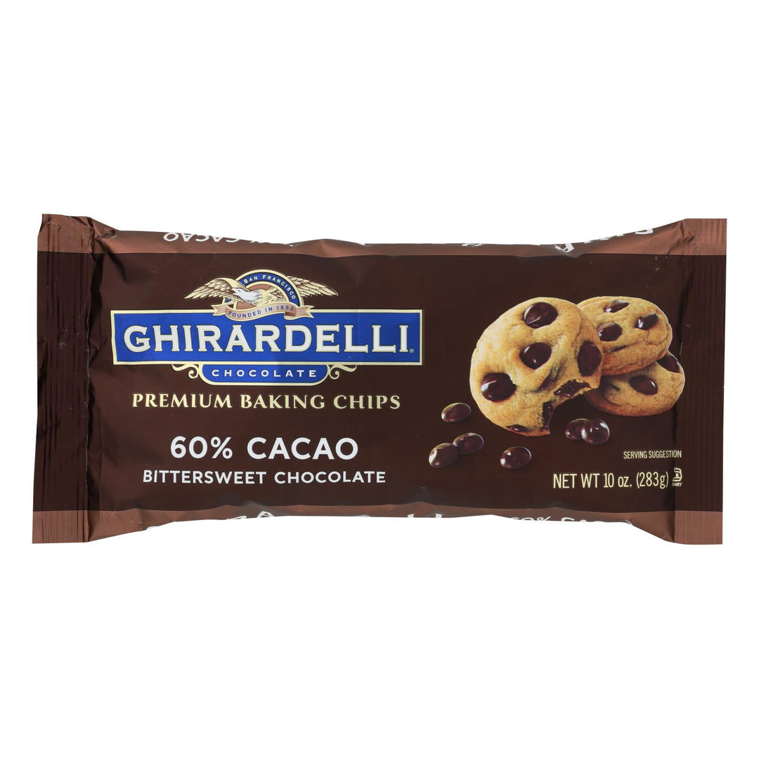 Ghirardelli Cacao Bittersweet - Chocolate Baking Chips - Case Of 12 - 10 Oz. - Maras Green