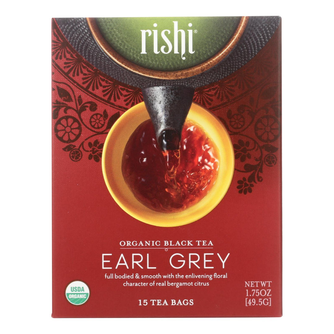 Rishi Organic Tea - Earl Grey - Case Of 6 - 15 Bags - Maras Green