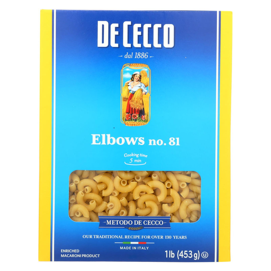 De Cecco Pasta - Elbows Pasta - Case Of 20 - 16 Oz. - Maras Green