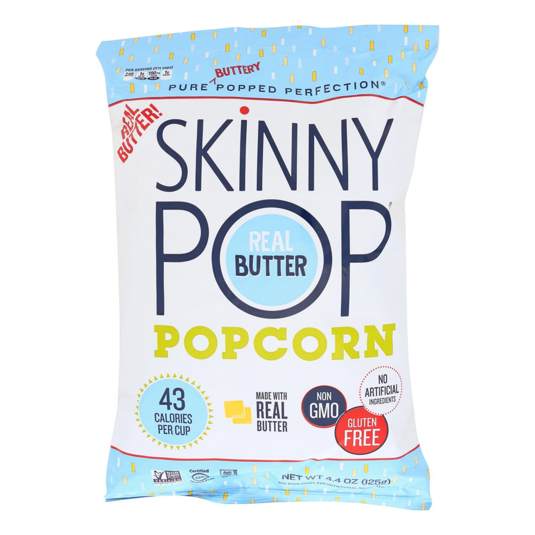 Skinnypop Popcorn Popcorn - Real Butter - Case Of 12 - 4.4 Oz - Maras Green