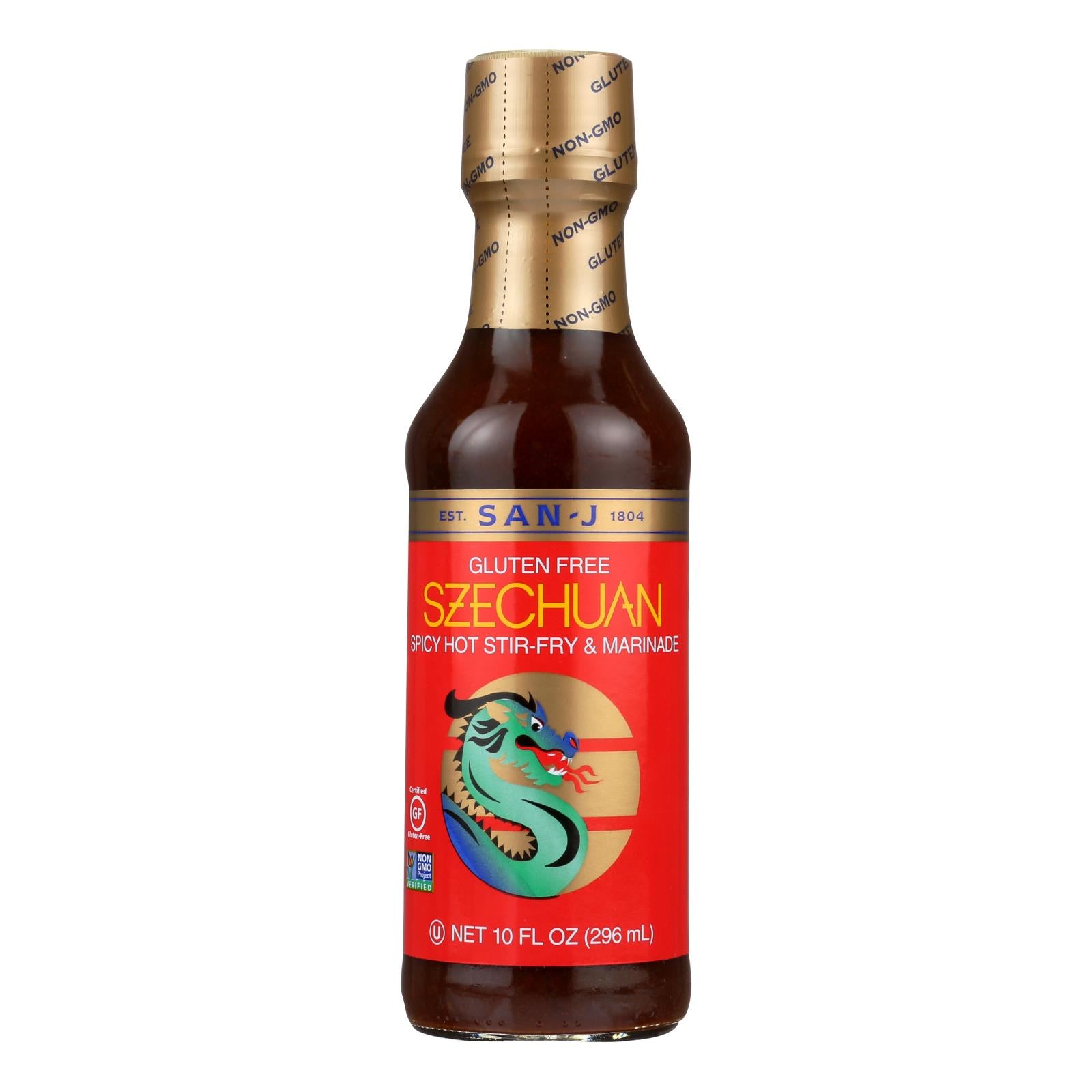 San - J Cooking Sauce - Szechuan - Case Of 6 - 10 Fl Oz. - Maras Green