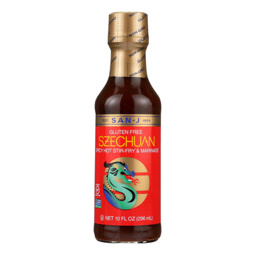 San - J Cooking Sauce - Szechuan - Case Of 6 - 10 Fl Oz. - Maras Green