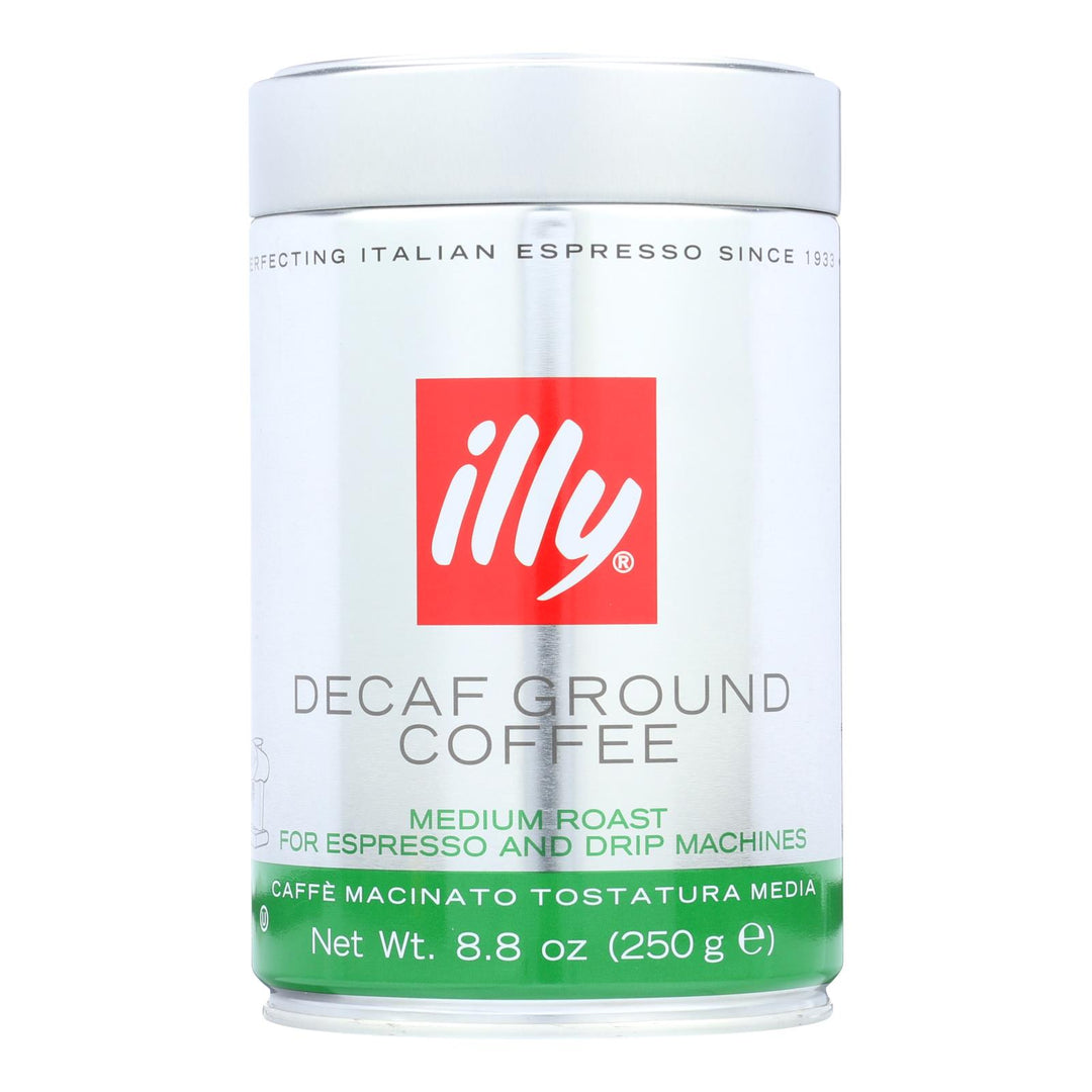 Illy Caffe Coffee Coffee - Espresso And Drip - Ground - Medium Roast - Decaf - 8.8 Oz - Case Of 6 - Maras Green