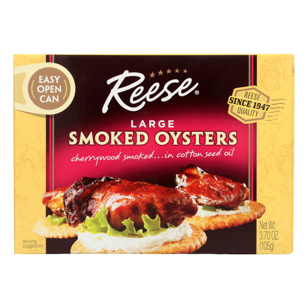 Reese Oysters - Smoked - Large - 3.7 Oz - Case Of 10 - Maras Green