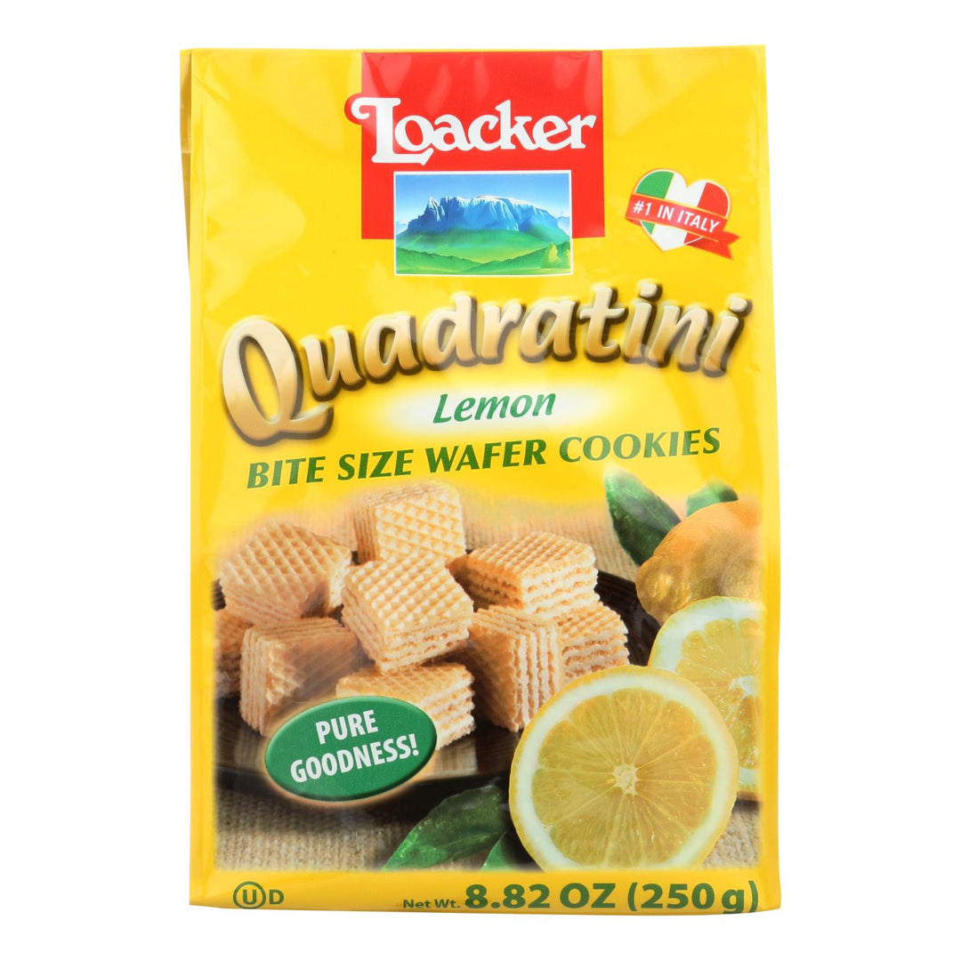 Loacker, Quadratini Lemon Bite Size Wafer Cookies - Case Of 6 - 8.82 Oz - Maras Green