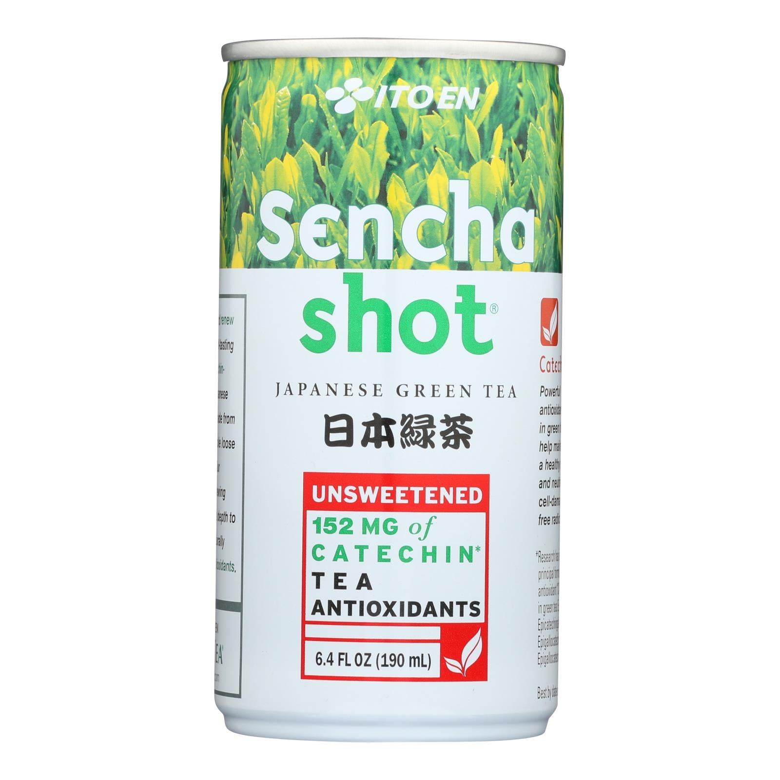 Ito En Unsweetened Japanese Green Tea Sencha Shot - Case Of 30 - 6.4 Oz - Maras Green