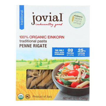 Jovial - Einkorn Penne Rigate - Whole Grain - Case Of 12 - 12 Oz. - Maras Green
