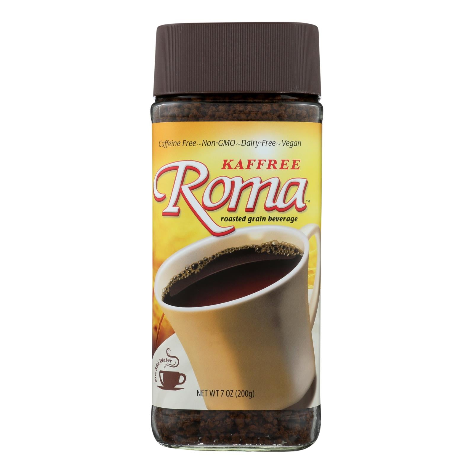 Kaffree Instant Roasted Grain Beverage - Roma - Case Of 6 - 7 Oz. - Maras Green