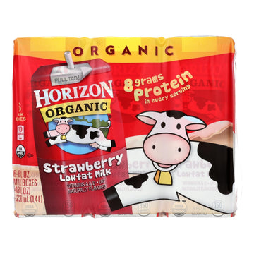 Horizon Organic Dairy Low-fat Milk - Strawberry - Case Of 3 - 8 Fl Oz. - Maras Green