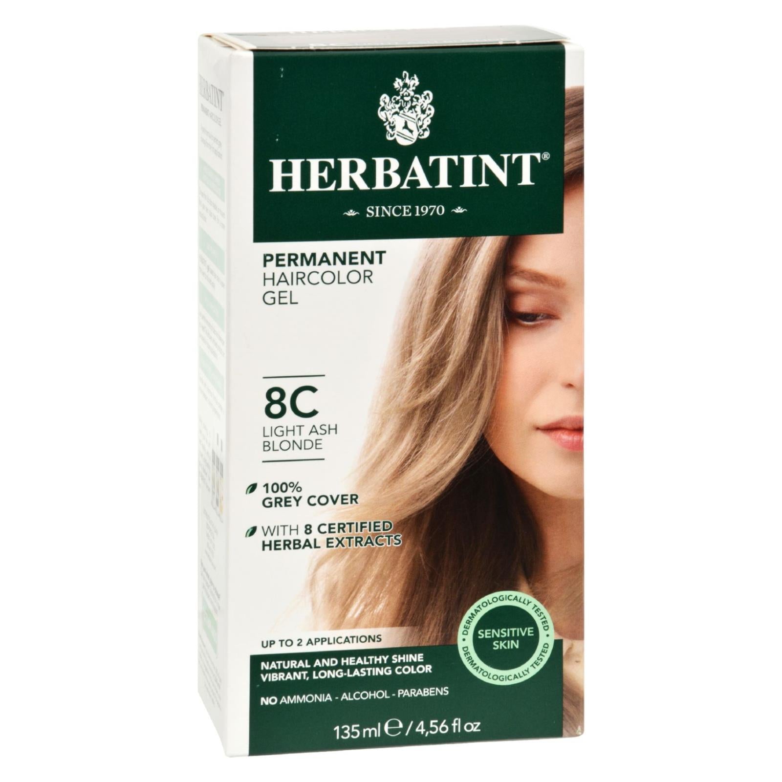 Herbatint Permanent Herbal Haircolour Gel 8c Light Ash Blonde - 135 Ml - Maras Green