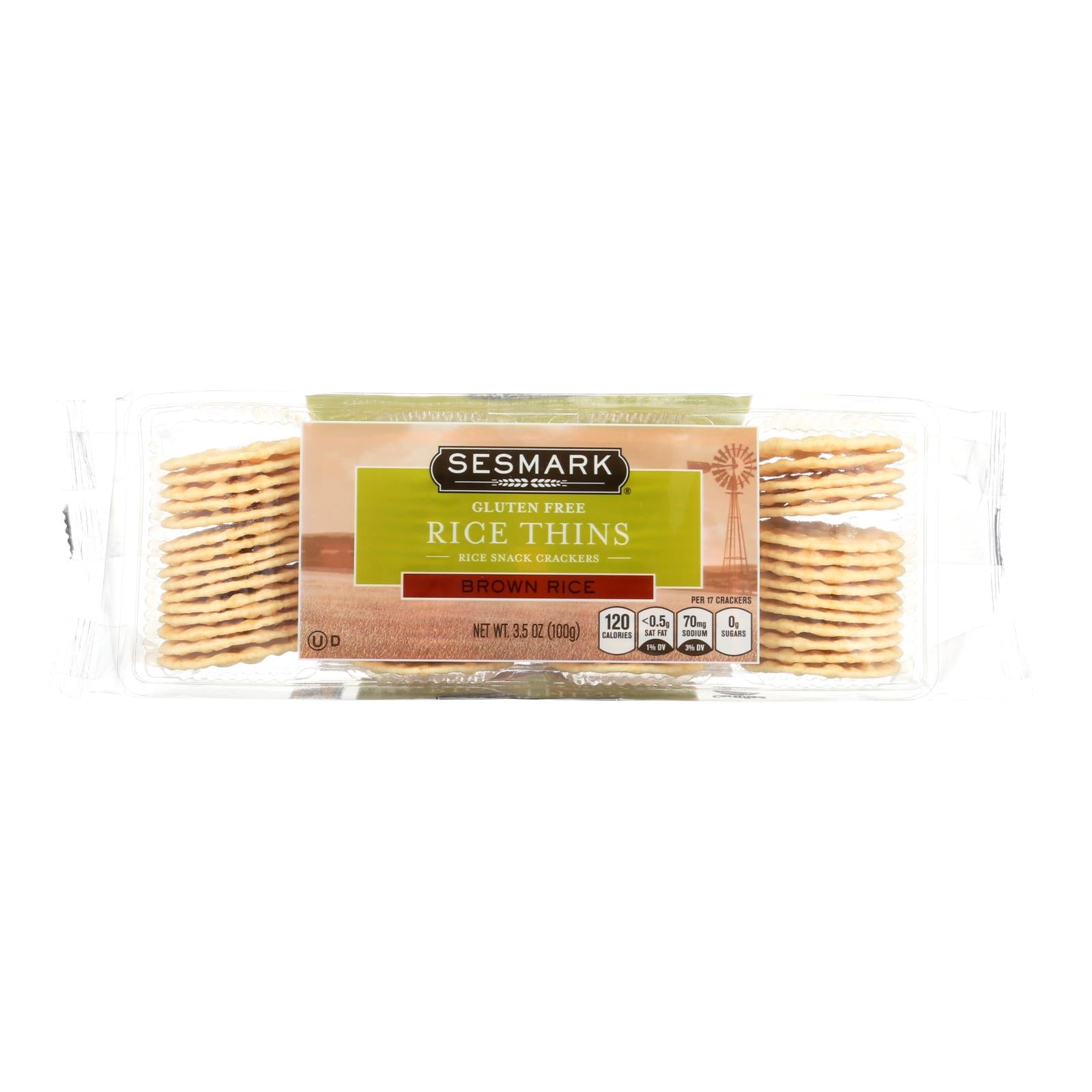 Sesmark Foods Rice Thins - Brown - Case Of 12 - 3.5 Oz. - Maras Green