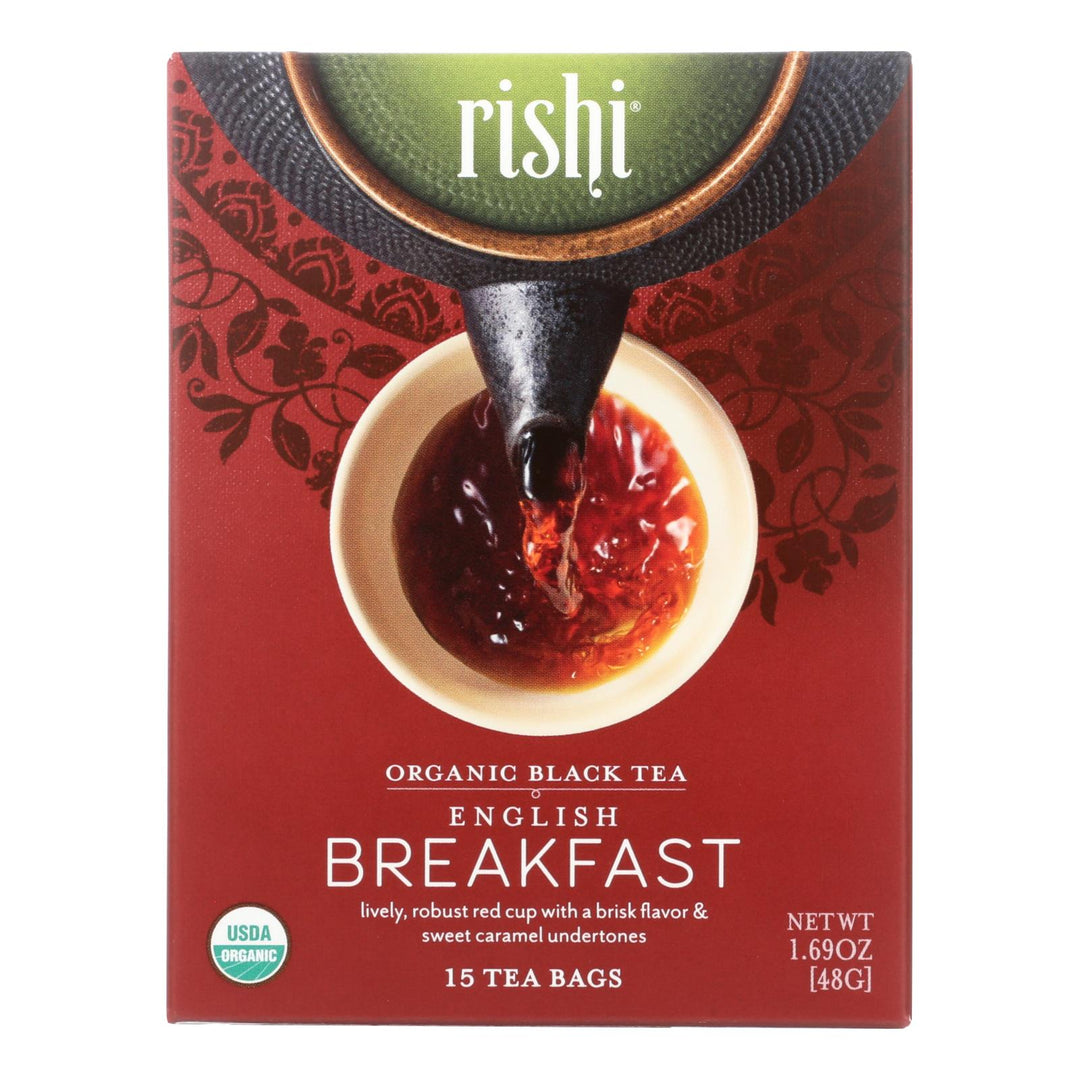 Rishi Organic Tea - English Breakfast - Case Of 6 - 15 Bags - Maras Green