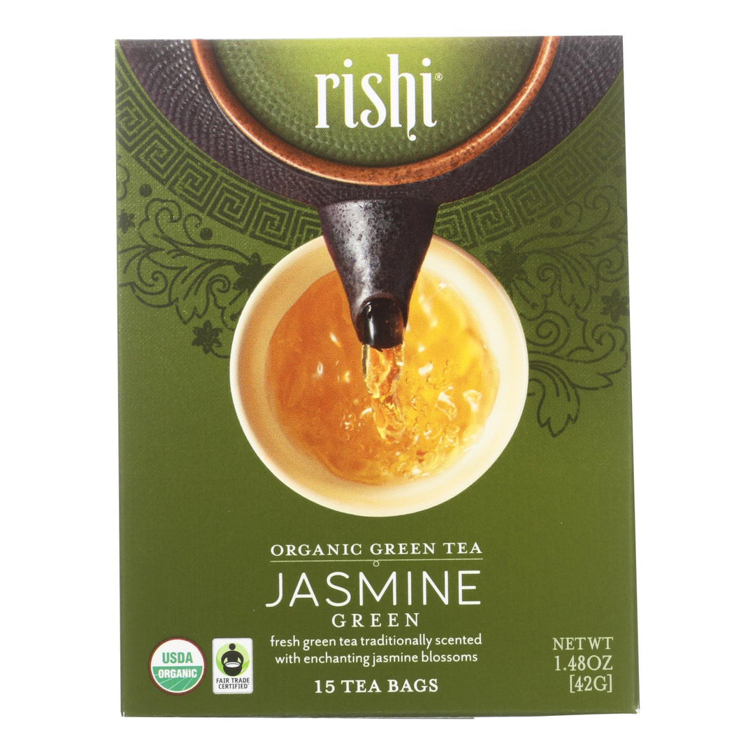 Rishi Organic Green Tea - Jasmine - Case Of 6 - 15 Bags - Maras Green