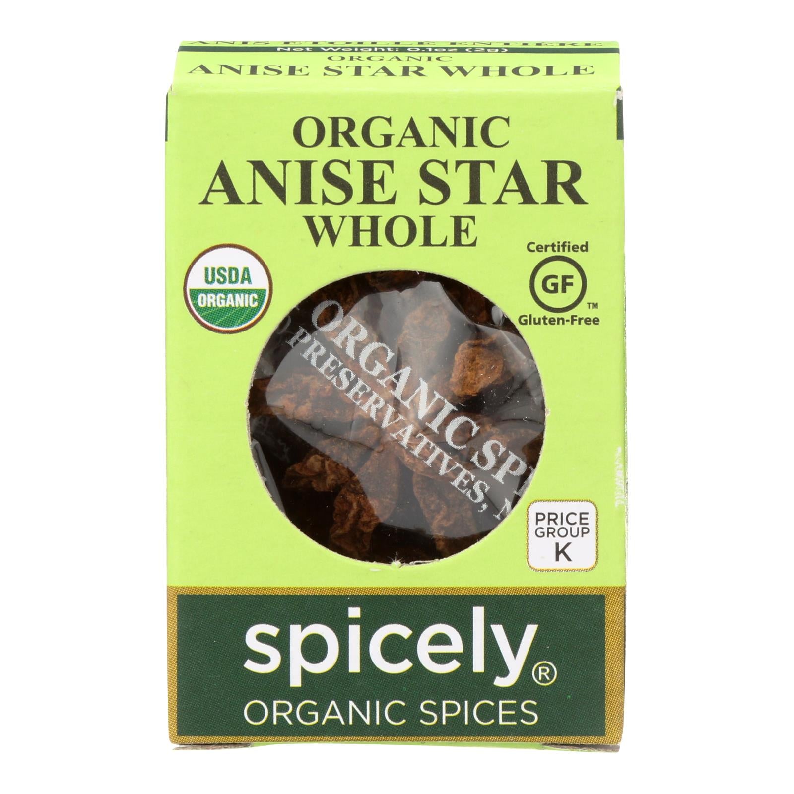 Spicely Organics - Organic Star Anise - Whole - Case Of 6 - 0.1 Oz. - Maras Green