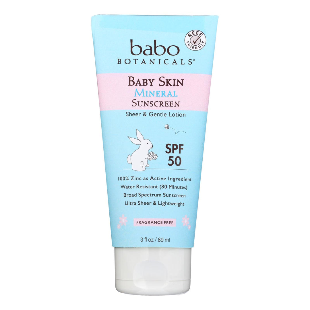 Babo Botanicals - Baby Skin Mineral Sunscreen - Spf 50 - 3 Oz. - Maras Green
