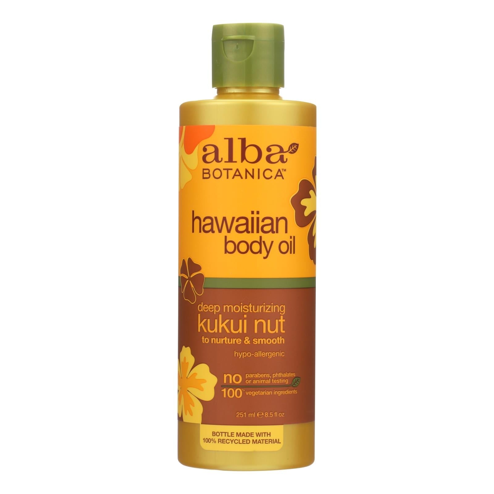 Alba Botanica - Hawaiian Body Oil Kukui Nut - 8.5 Fl Oz - Maras Green