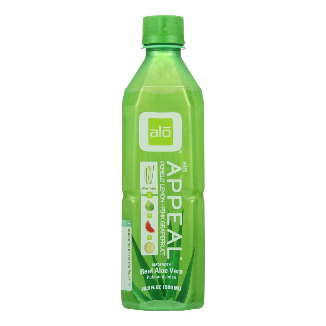 Alo Original Appeal Aloe Vera Juice Drink - Pomelo Lemon And Pink Grapefruit - Case Of 12 - 16.9 Fl Oz. - Maras Green