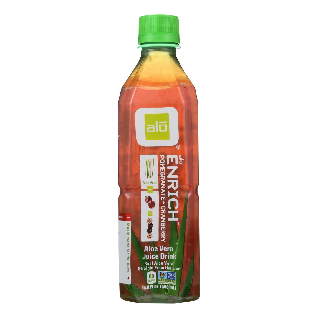 Alo Original Enrich Aloe Vera Juice Drink - Pomegranate And Cranberry - Case Of 12 - 16.9 Fl Oz. - Maras Green