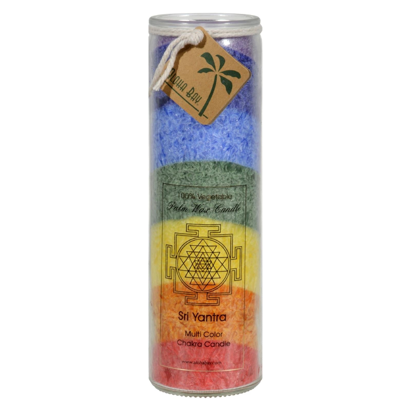 Aloha Bay - Unscented Chakra Jar Rainbow Sri Yantra 7 Color - 1 Candle - Maras Green