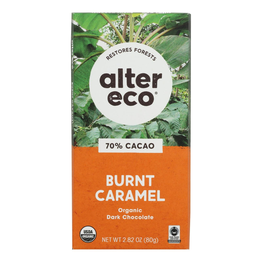 Alter Eco Americas Organic Chocolate Bar - Dark Salted Burnt Caramel - 2.82 Oz Bars - Case Of 12 - Maras Green
