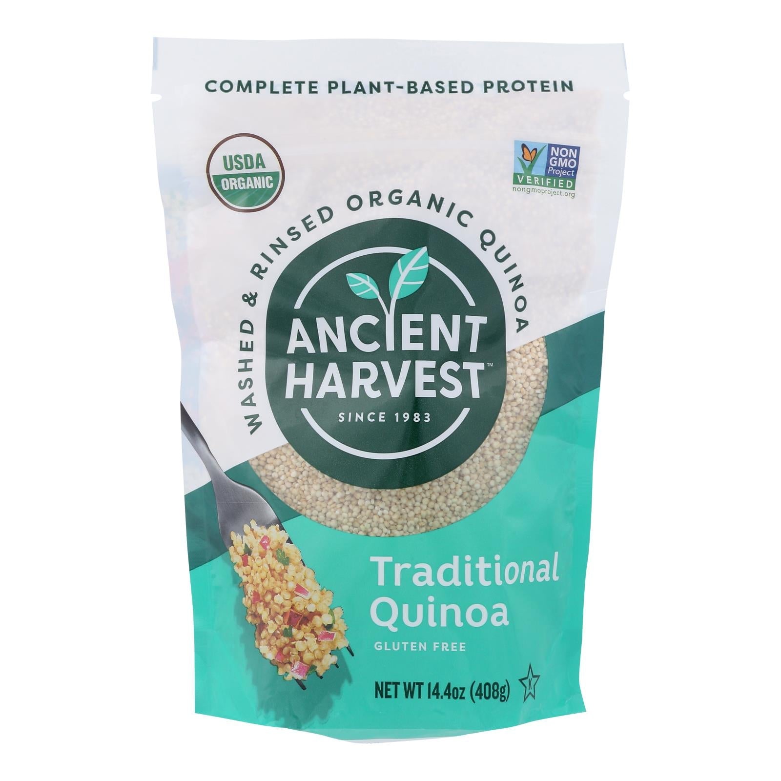 Ancient Harvest Quinoa - Organic - Traditional - Whole Grain - Gluten Free - Case Of 12 - 14.4 Oz - Maras Green