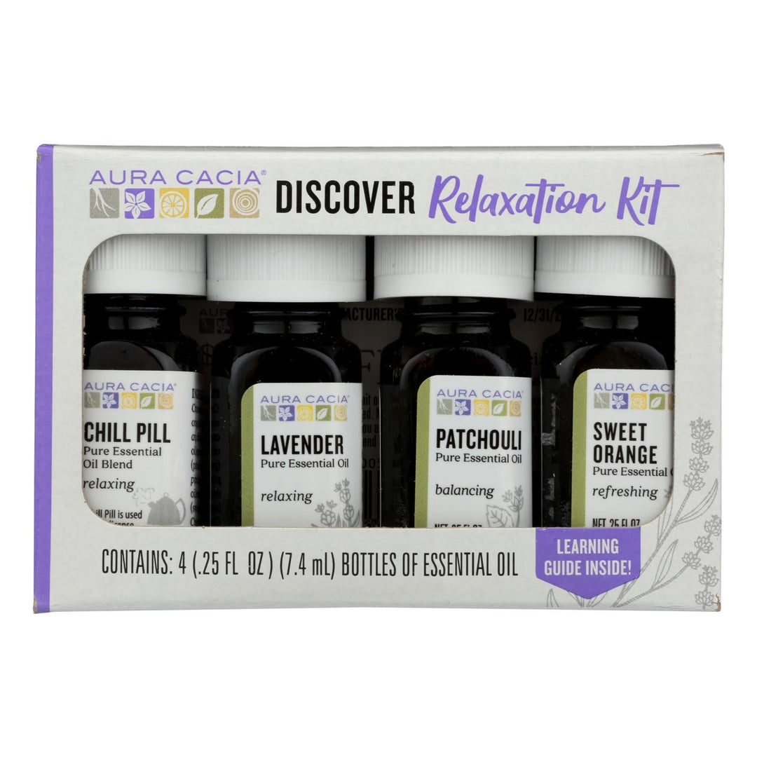 Aura Cacia - Discover Relaxation Essential Oil Kit - Each Of - 4/0.25 Fl Oz. - Maras Green