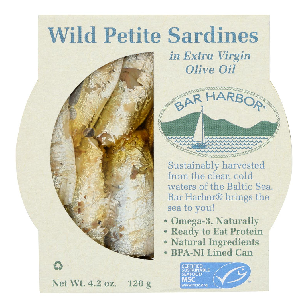 Bar Harbor - Wild Petite Sardines Evoo - Case Of 12 - 4.2 Oz - Maras Green