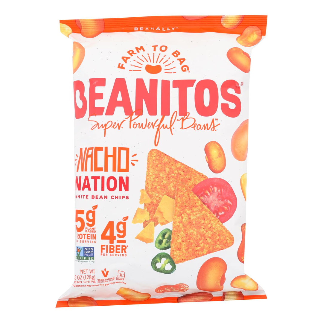 Beanitos - White Bean Chips - Nacho Nation - Case Of 6 - 4.5 Oz. - Maras Green
