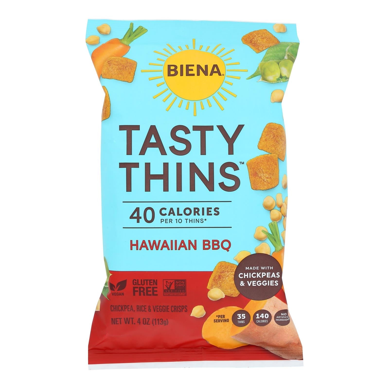 Biena Llc - Tasty Thins Hawaiian Bbq - Case Of 12 - 4 Oz - Maras Green