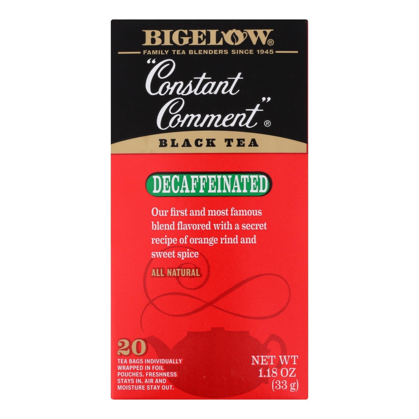 Bigelow Tea Constant Comment Decaffeinated Black Tea - Case Of 6 - 20 Bags - Maras Green