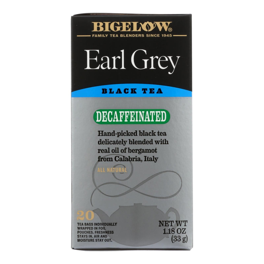 Bigelow Tea Earl Grey Decaffeinated Black Tea - Case Of 6 - 20 Bags - Maras Green