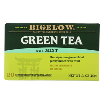 Bigelow Tea Green Tea - With Mint - Case Of 6 - 20 Bag - Maras Green