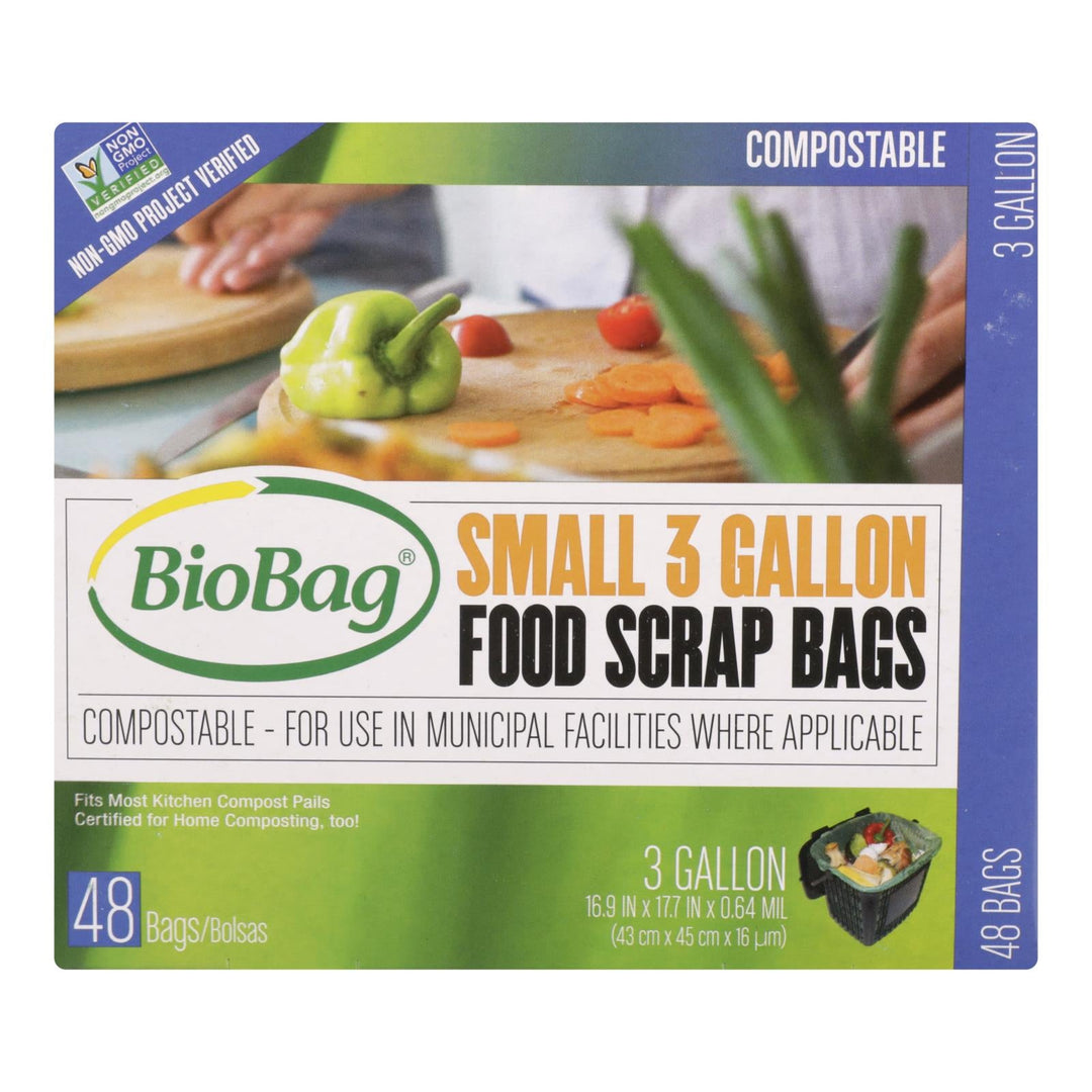 Biobag - Food Scrap Bags - 3 Gallon - 48 Count - Case Of 12 - Maras Green