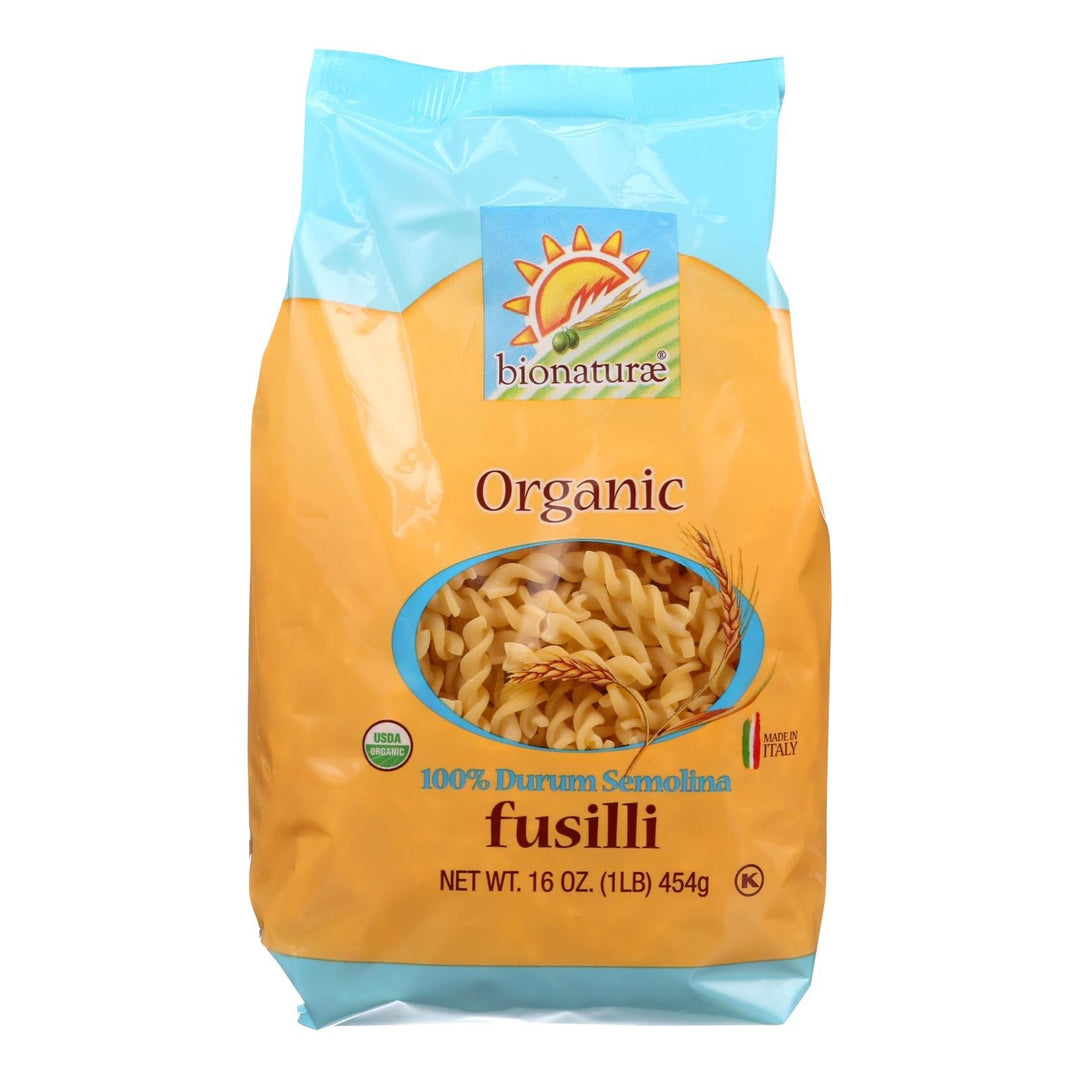 Bionaturae Pasta - Organic - 100 Percent Durum Semolina - Fusilli - 16 Oz - Case Of 12 - Maras Green