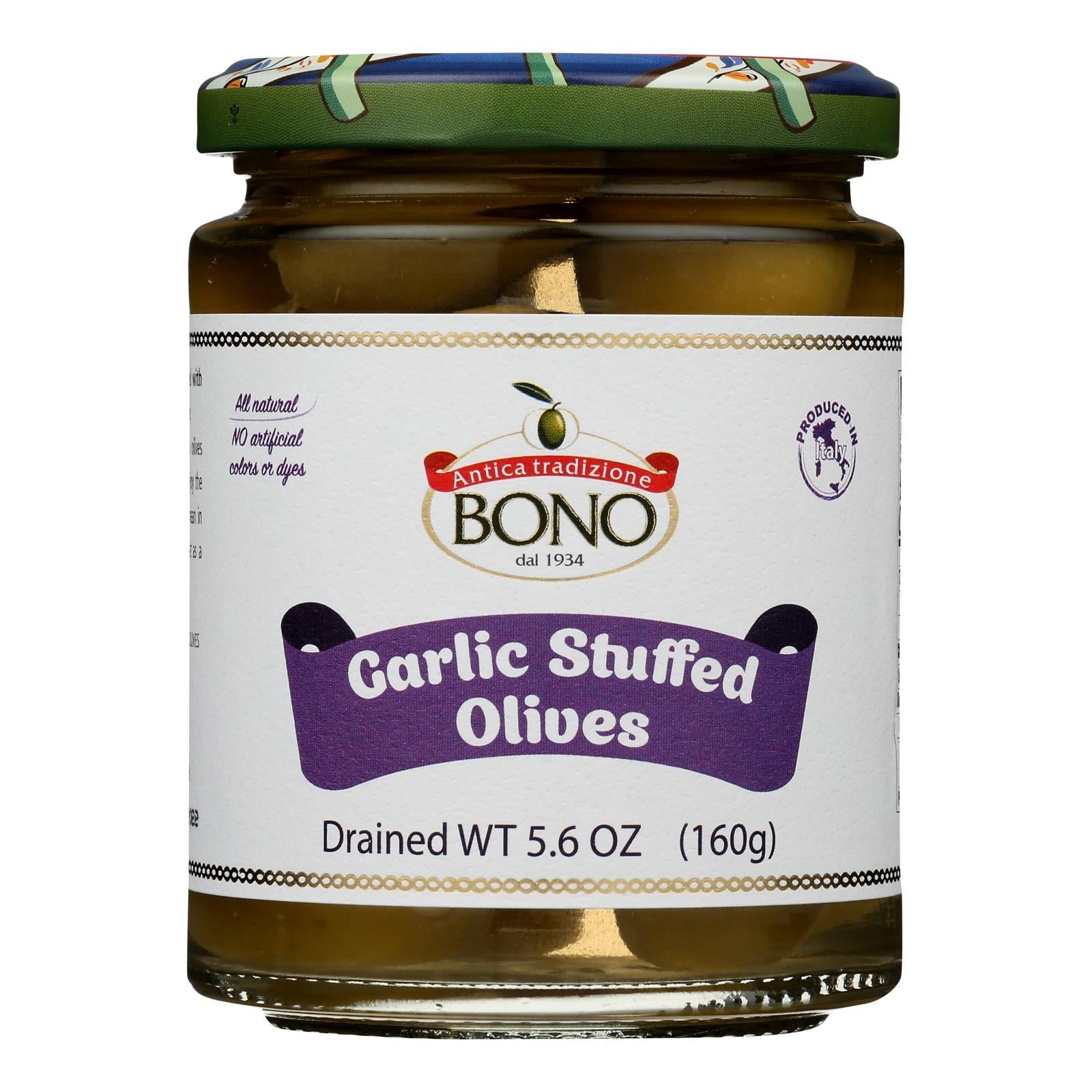 Bono - Olives Garlic Stuffed - Case Of 6 - 5.6 Oz - Maras Green