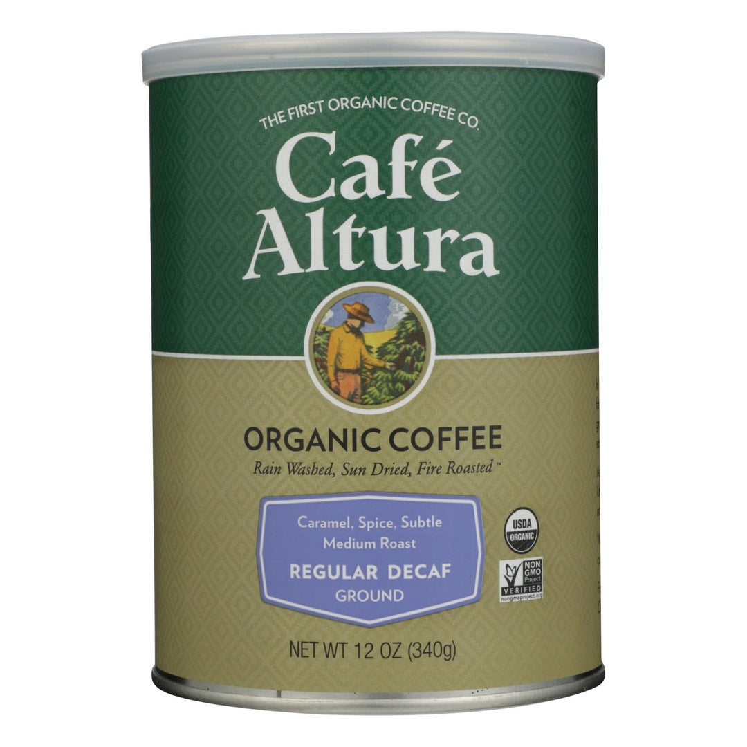 Cafe Altura - Organic Regular Roast Ground Coffee - Decaf - Case Of 6 - 12 Oz - Maras Green