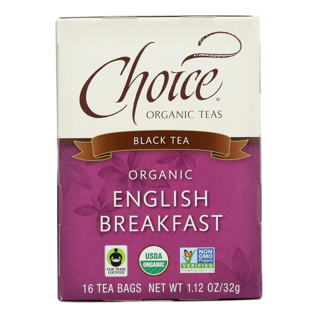 Choice Organic Teas English Breakfast Tea - 16 Tea Bags - Case Of 6 - Maras Green