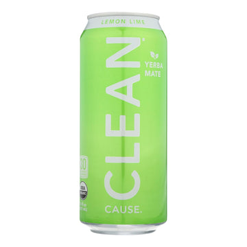 Clean Cause - Yrba Mte Lemon Lime Cln - Case Of 12 - 16 Fz - Maras Green
