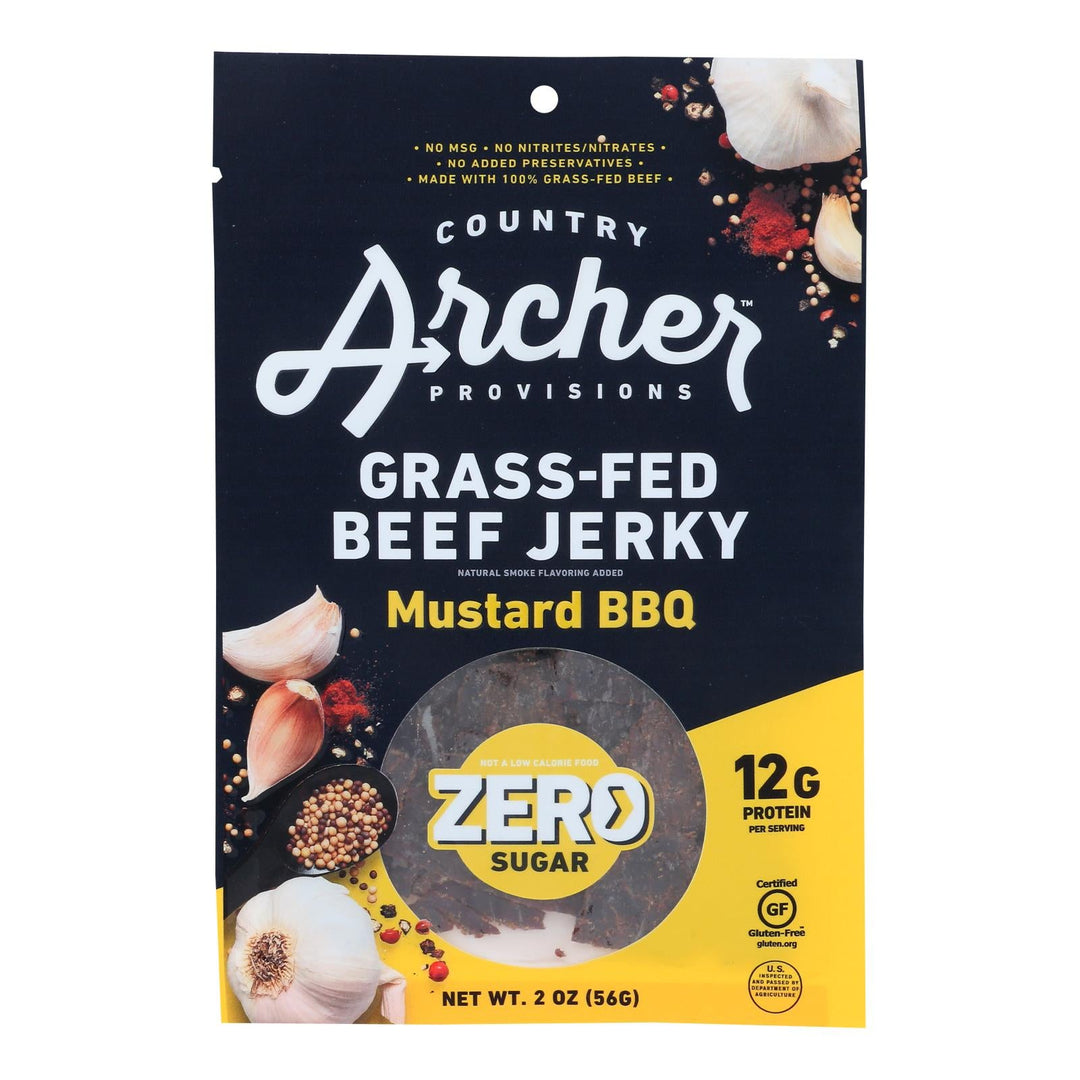 Country Archer - Bf Jerky Mstrd Bbq Zero - Case Of 12 - 2 Oz - Maras Green