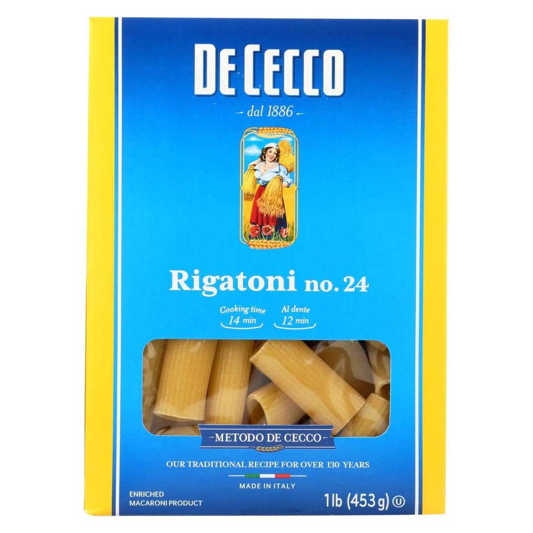 De Cecco Pasta - Pasta - Rigatoni - Case Of 12 - 16 Oz - Maras Green