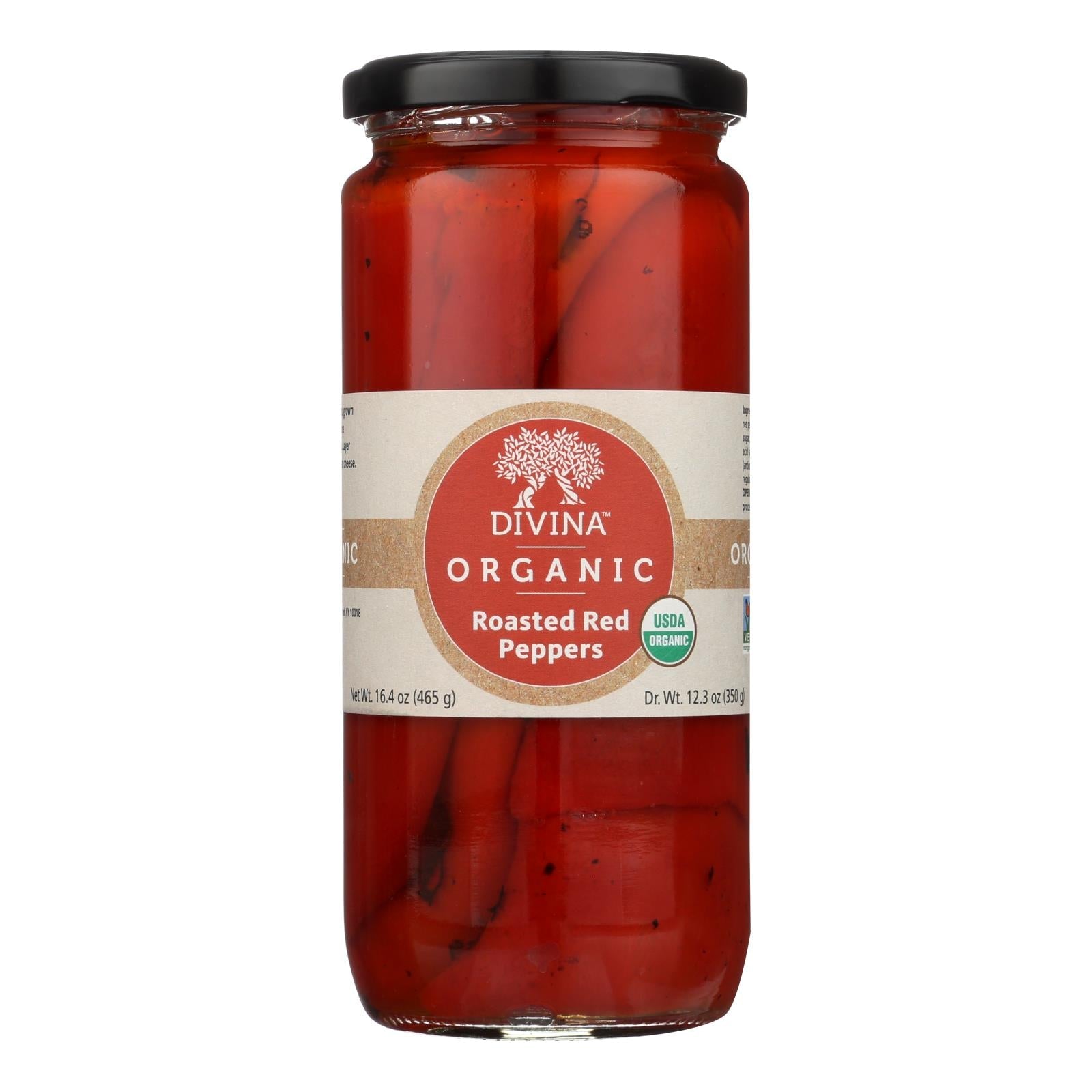 Divina, Organic Fire Roasted Sweet Peppers - Case Of 6 - 16.2 Oz - Maras Green