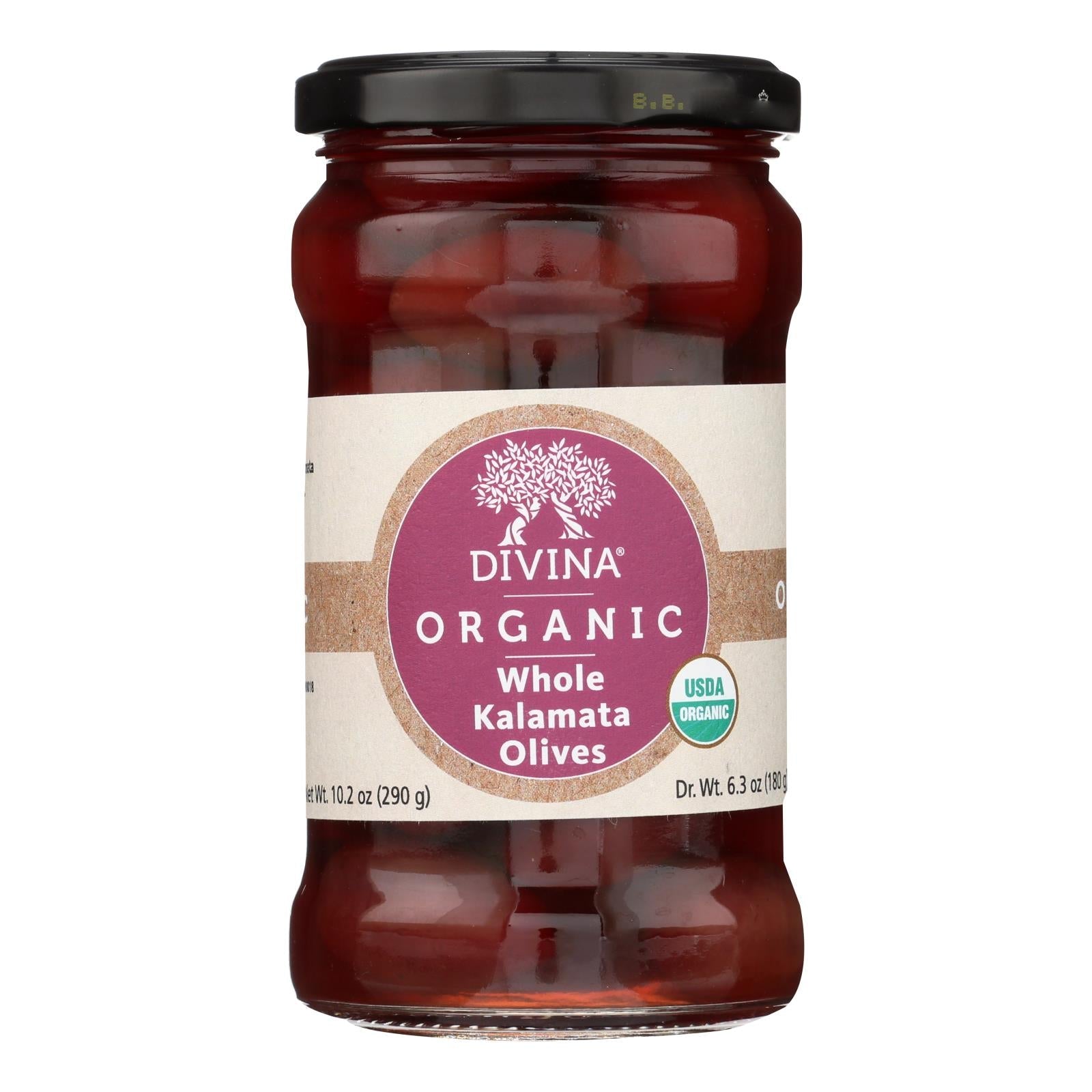 Divina - Organic Kalamata Olives - Case Of 6 - 6.35 Oz. - Maras Green